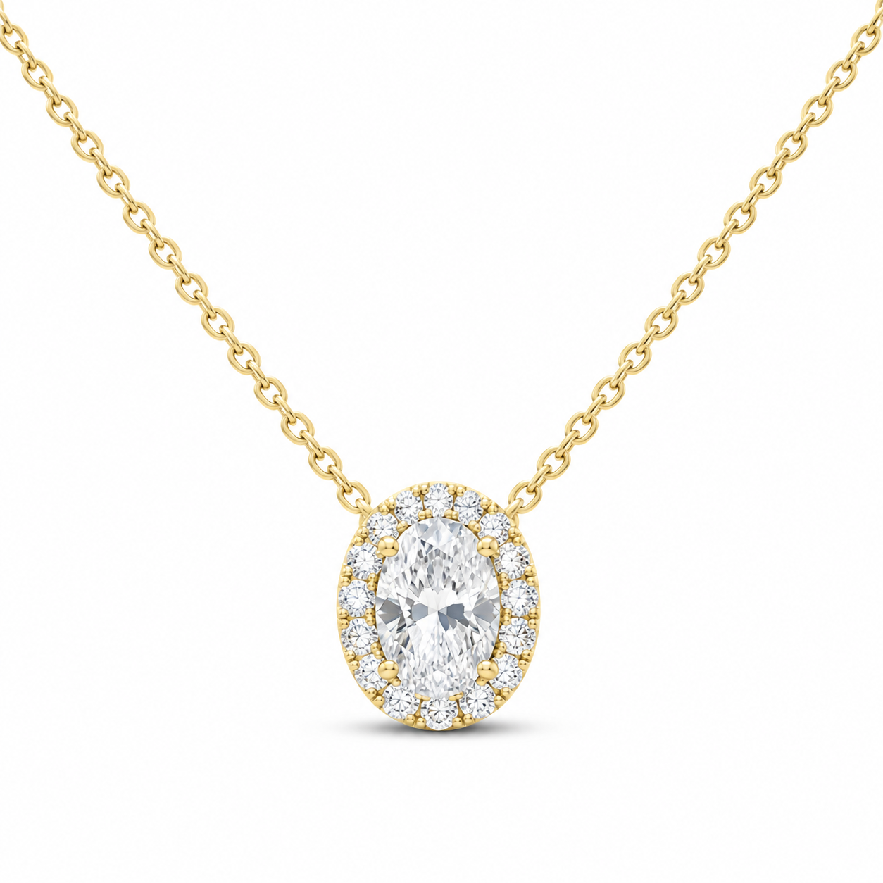 14K Yellow Gold 1/2 CTW Lab-Grown Diamond Oval Necklace, photo 1