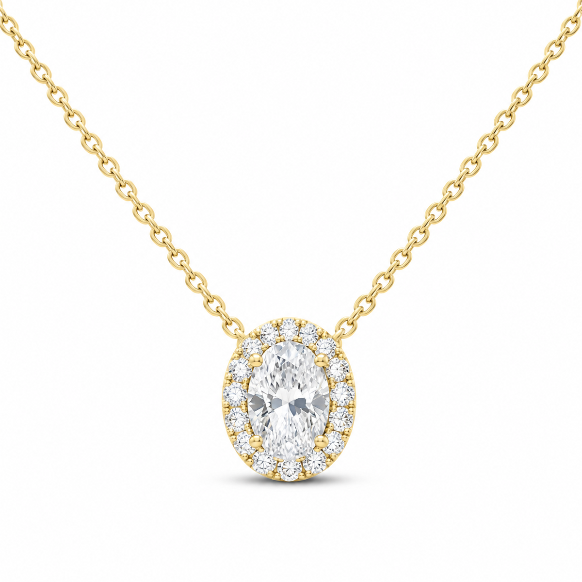 14K Yellow Gold 1/2 CTW Lab-Grown Diamond Oval Necklace, photo 1