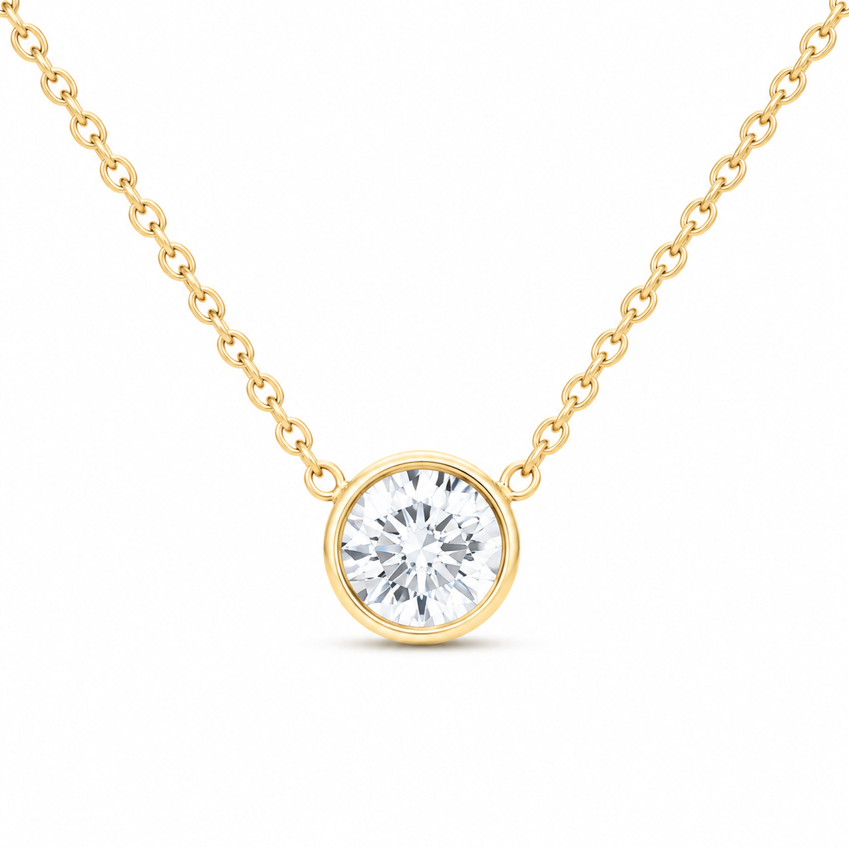 14K Yellow Gold 1/2 CTW Lab-Grown Diamond Round Bezel Necklace, photo 1