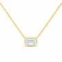 14K Yellow Gold 1/2 CTW Lab-Grown Diamond Emerald Bezel Necklace, photo 1