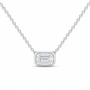 14K White Gold 1 CTW Lab-Grown Diamond Emerald Bezel Necklace, photo 1