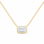 14K Yellow Gold 1 CTW Lab-Grown Diamond Emerald Bezel Necklace, photo 1