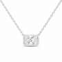 14K White Gold 1 CTW Lab-Grown Diamond Radiant Bezel Necklace, photo 1