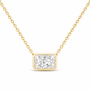 14K Yellow Gold 1 CTW Lab-Grown Diamond Radiant Bezel Necklace, photo 1