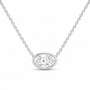 14K White Gold 1 CTW Lab-Grown Diamond Oval Bezel Necklace, photo 1