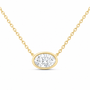 14K Yellow Gold 1 CTW Lab-Grown Diamond Oval Bezel Necklace, photo 1