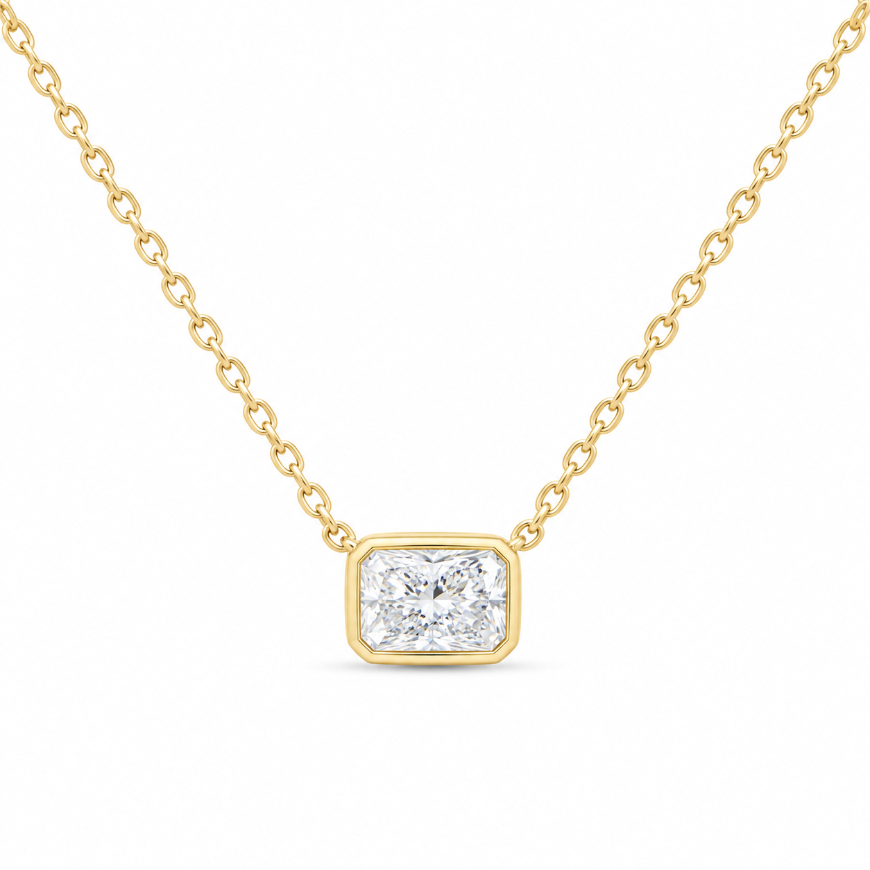 14K Yellow Gold 1/2 CTW Lab-Grown Diamond Radiant Bezel Necklace, photo 1
