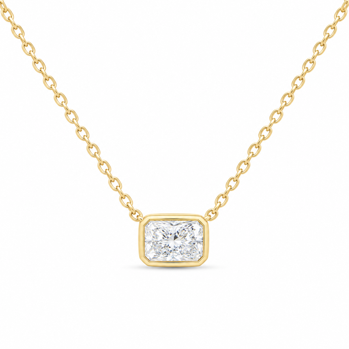 14K Yellow Gold 1/2 CTW Lab-Grown Diamond Radiant Bezel Necklace, photo 1