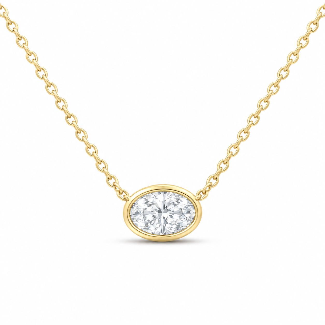 14K Yellow Gold 1/2 CTW Lab-Grown Diamond Oval Bezel Necklace, photo 1