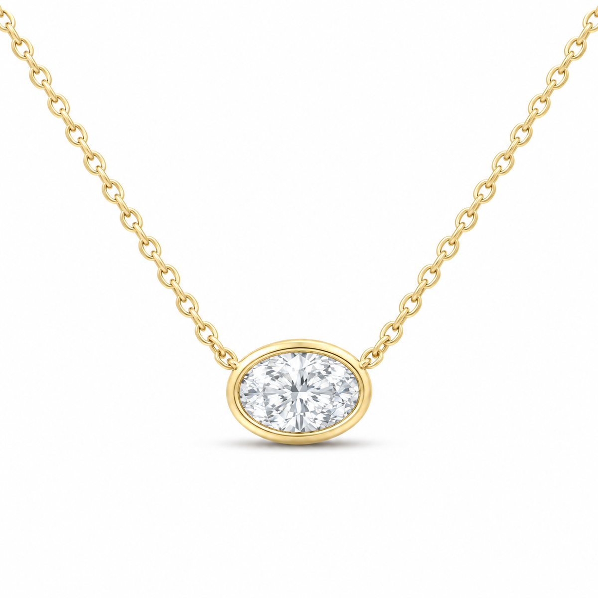 14K Yellow Gold 1/2 CTW Lab-Grown Diamond Oval Bezel Necklace, photo 1