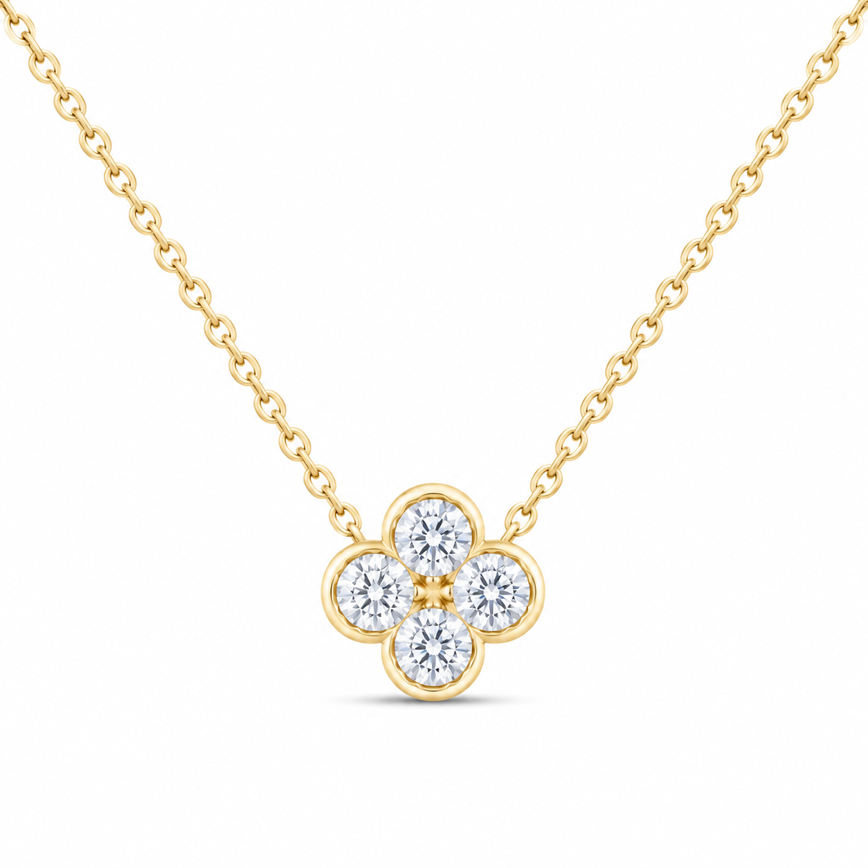 14K Yellow Gold 1/2 CTW Lab-Grown Diamond Clover Necklace, photo 1