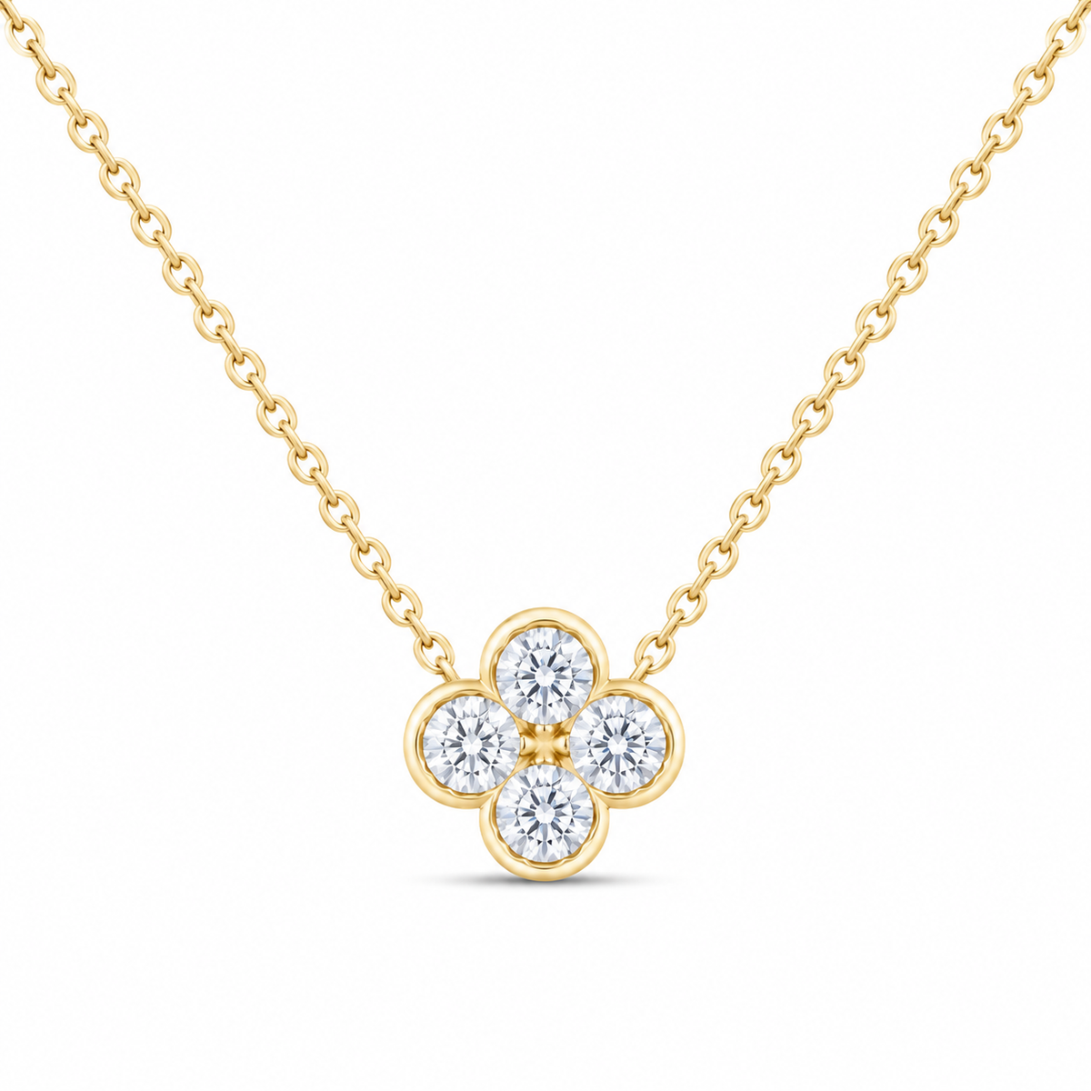 14K Yellow Gold 1/2 CTW Lab-Grown Diamond Clover Necklace, photo 1