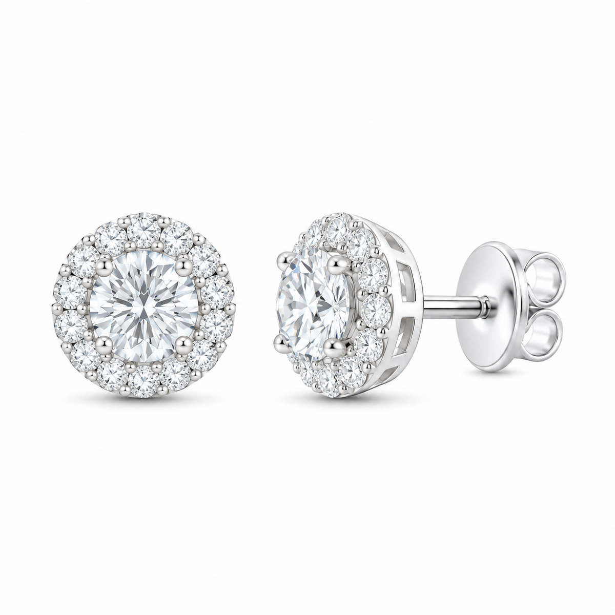 14K White Gold 1 CTW Lab-Grown Diamond Round Stud Earrings, photo 1