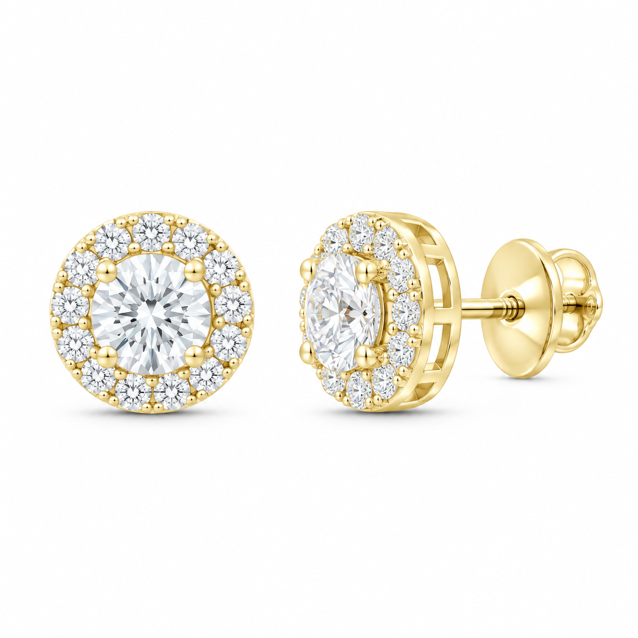 14K Yellow Gold 1 1/2 CTW Lab-Grown Diamond Round Stud Earrings, photo 1