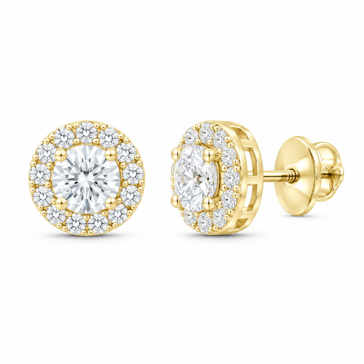 14K Yellow Gold 1 1/2 CTW Lab-Grown Diamond Round Stud Earrings, photo 1