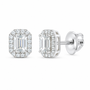 14K White Gold 5/8 CTW Lab-Grown Diamond Emerald Stud Earrings, photo 1