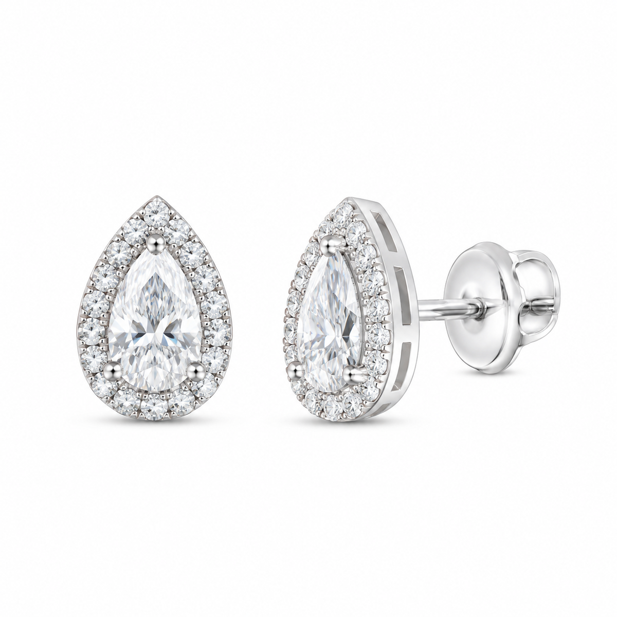 14K White Gold 3/4 CTW Lab-Grown Diamond Pear Stud Earrings, photo 1