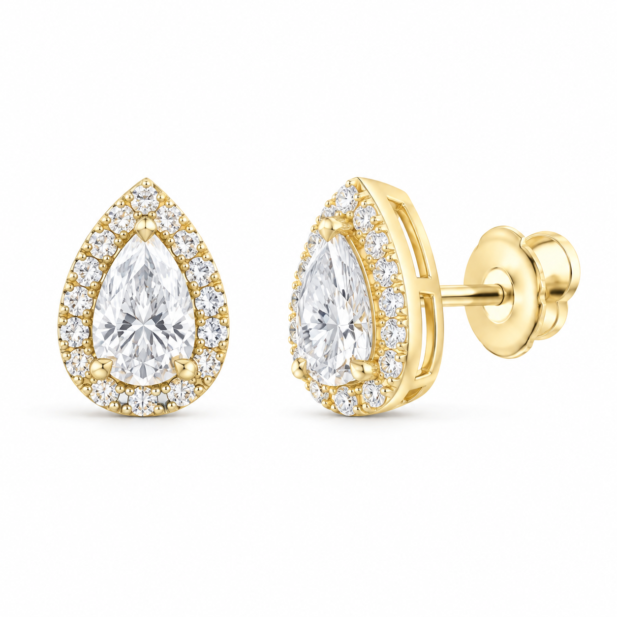 14K Yellow Gold 3/4 CTW Lab-Grown Diamond Pear Stud Earrings, photo 1