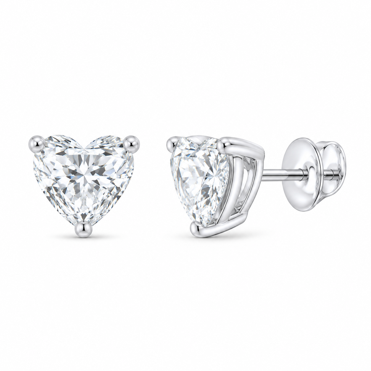 14K White Gold 1 1/2 CTW Lab-Grown Diamond Heart Stud Earrings, photo 1
