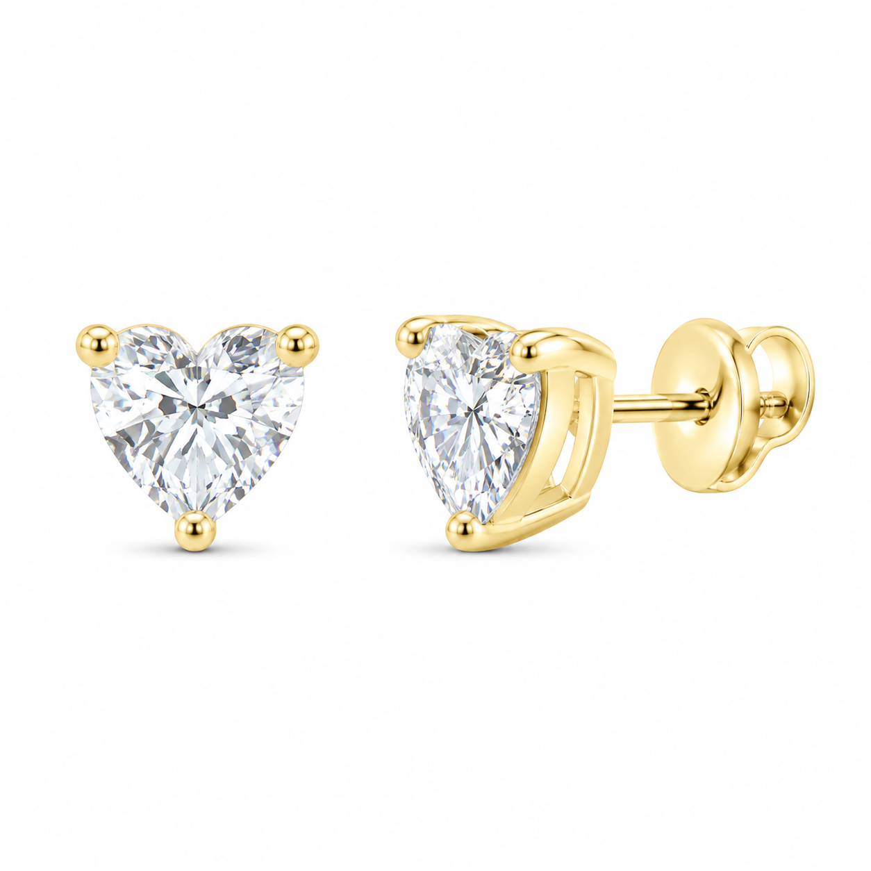 14K Yellow Gold 1 1/2 CTW Lab-Grown Diamond Heart Stud Earrings, photo 1