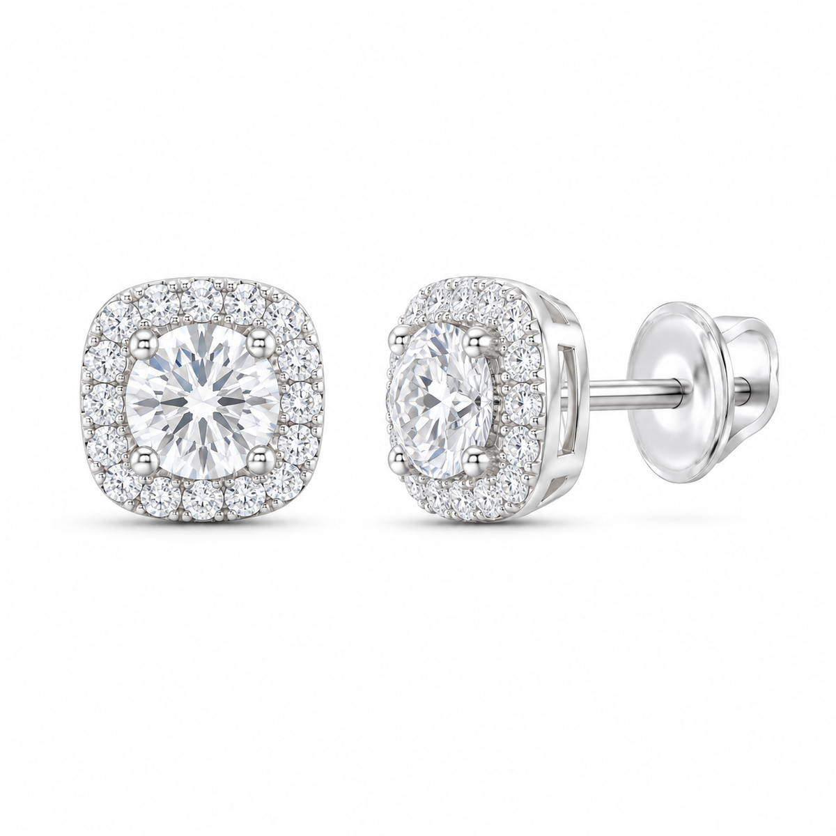 14K White Gold 1/2 CTW Lab-Grown Diamond Cushion Stud Earrings, photo 1