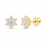 14K Yellow Gold 1/2 CTW Lab-Grown Diamond Flower Stud Earrings, photo 1
