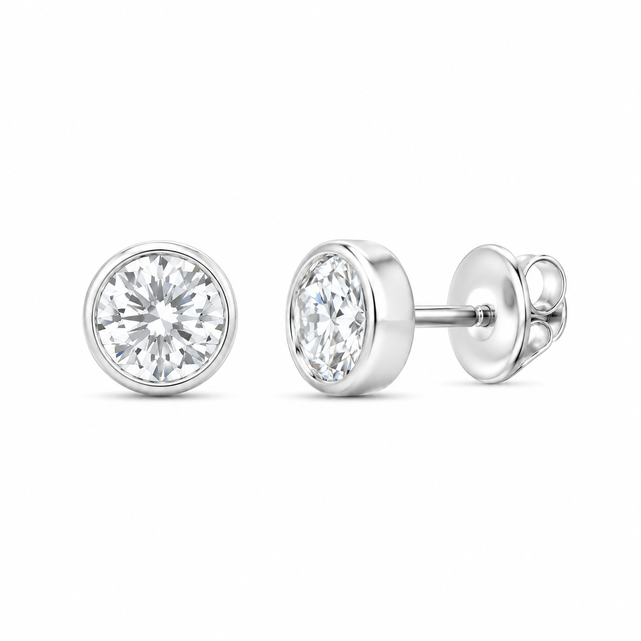 14K White Gold 1 CTW Lab-Grown Diamond Round Stud Earrings, photo 1