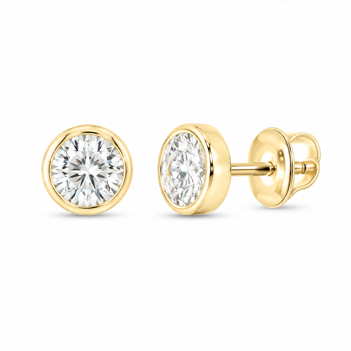 14K Yellow Gold 1 CTW Lab-Grown Diamond Round Stud Earrings, photo 1