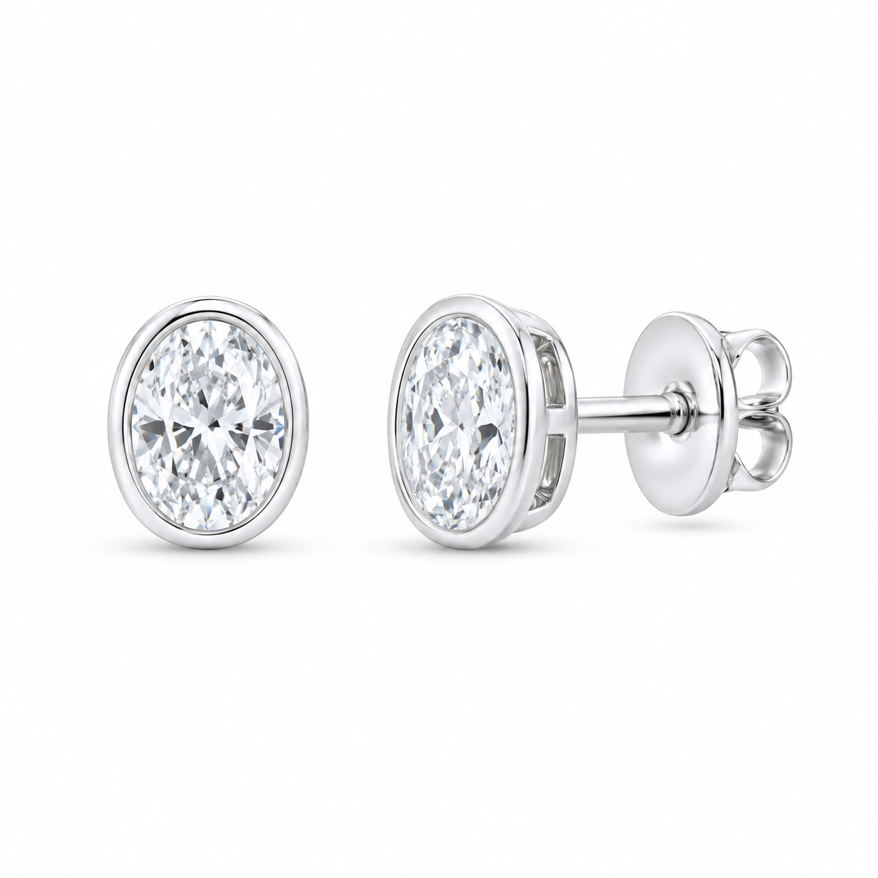 14K White Gold 1 CTW Lab-Grown Diamond Oval Stud Earrings, photo 1