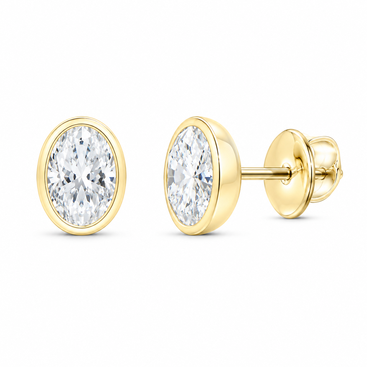 14K Yellow Gold 1 CTW Lab-Grown Diamond Oval Stud Earrings, photo 1