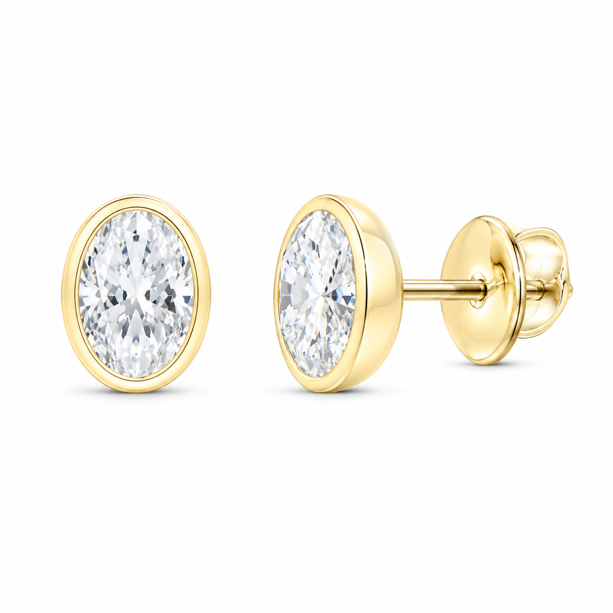 14K Yellow Gold 1 CTW Lab-Grown Diamond Oval Stud Earrings, photo 1