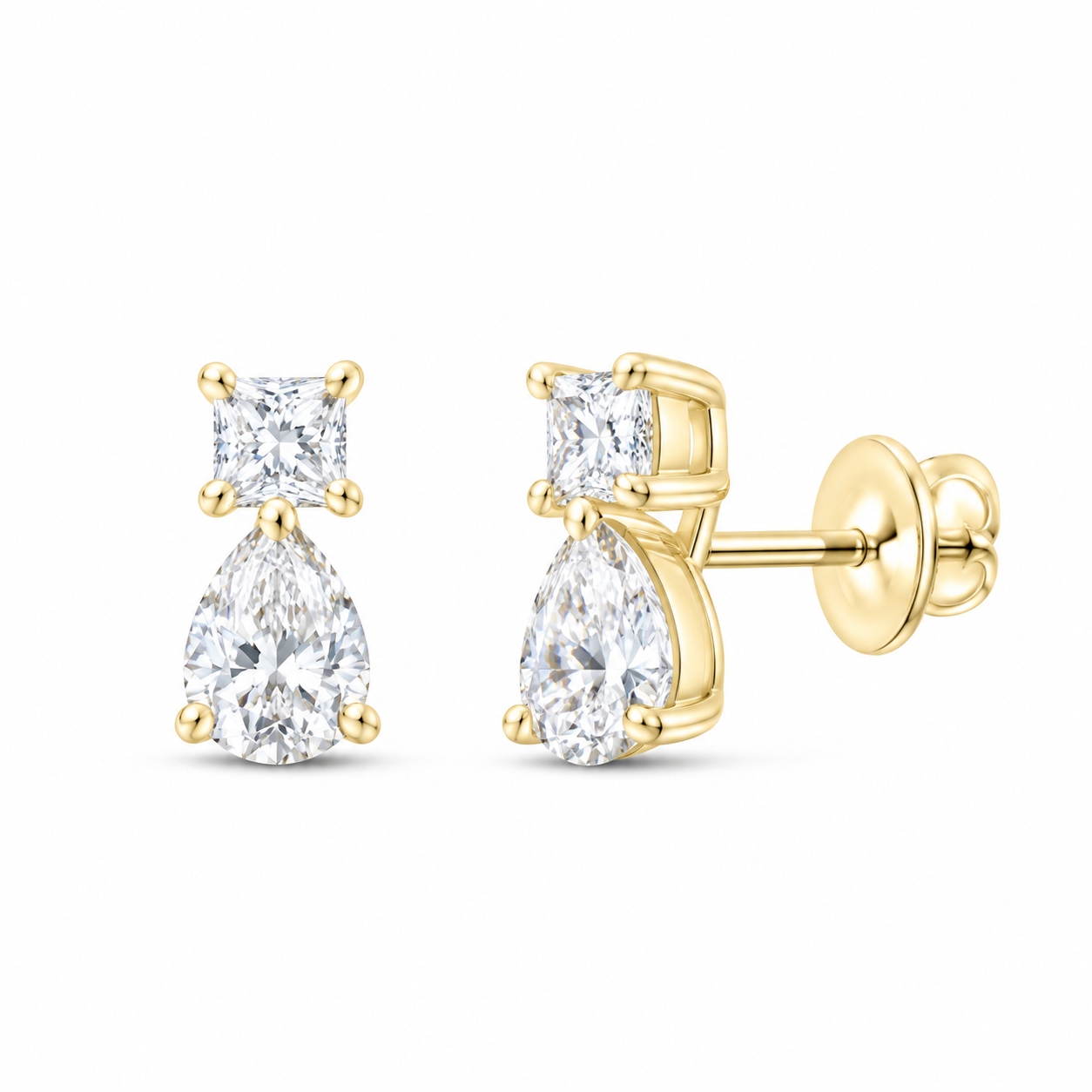 14K Yellow Gold 2 CTW Lab-Grown Diamond Two-Stone Stud Earrings, photo 1