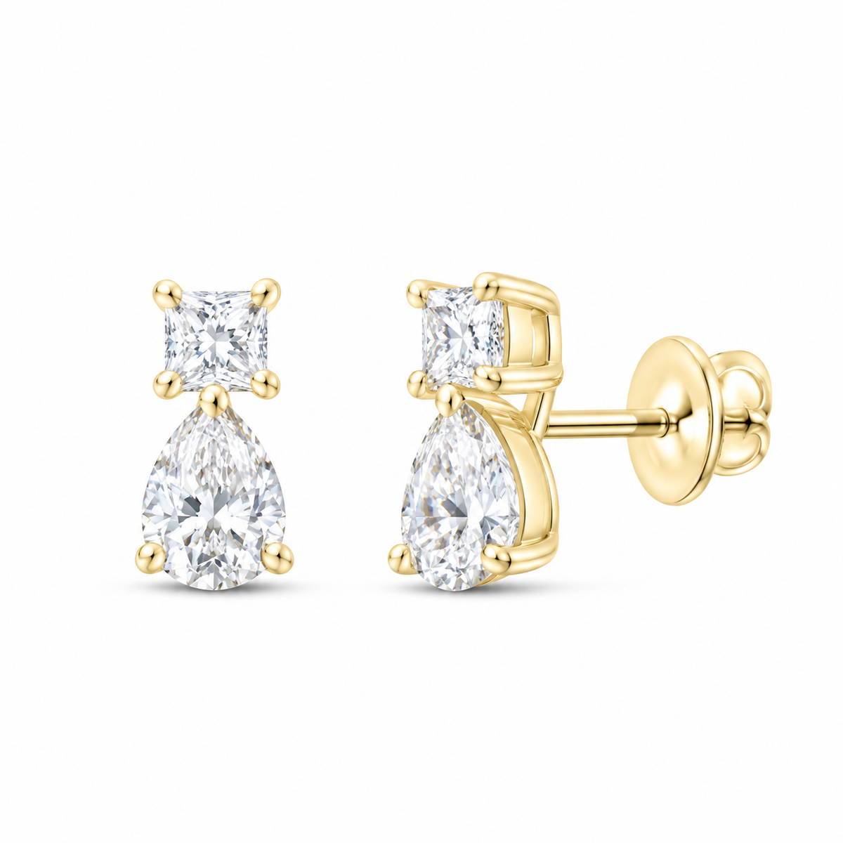 14K Yellow Gold 2 CTW Lab-Grown Diamond Two-Stone Stud Earrings, photo 1
