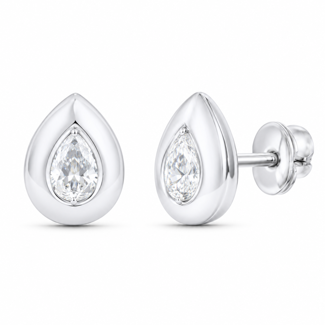 14K White Gold 1 CTW Lab-Grown Diamond Pear Stud Earrings, photo 1