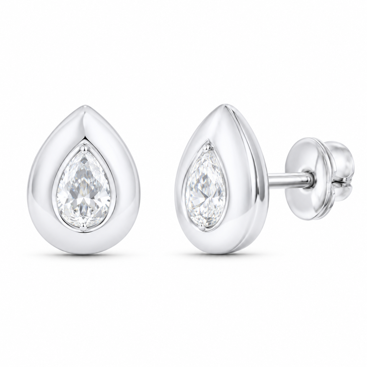 14K White Gold 1 CTW Lab-Grown Diamond Pear Stud Earrings, photo 1