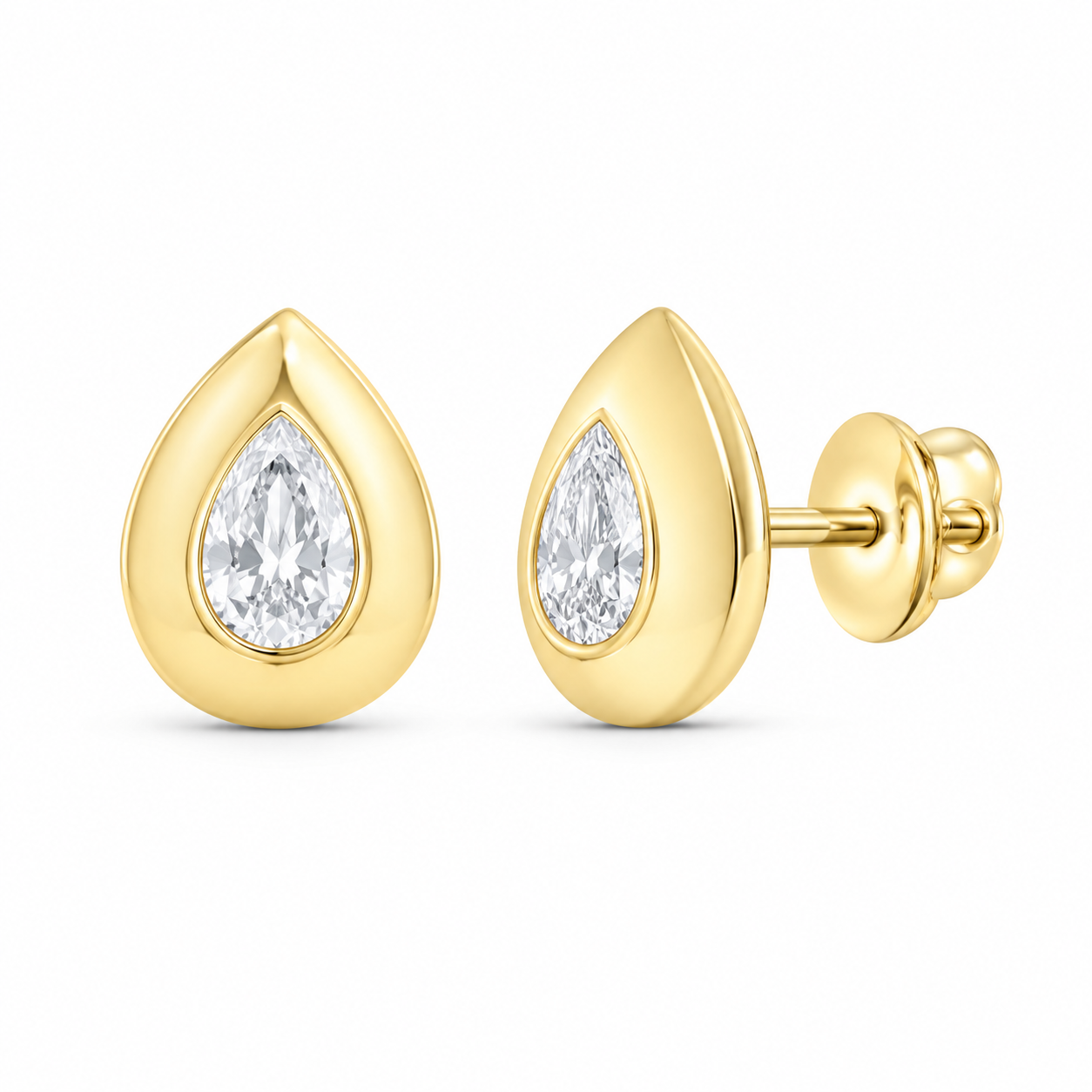 14K Yellow Gold 1 CTW Lab-Grown Diamond Pear Stud Earrings, photo 1