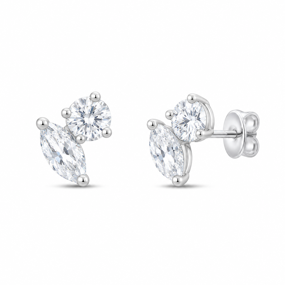 14K White Gold 2 1/2 CTW Lab-Grown Diamond Two-Stone Stud Earrings, photo 1