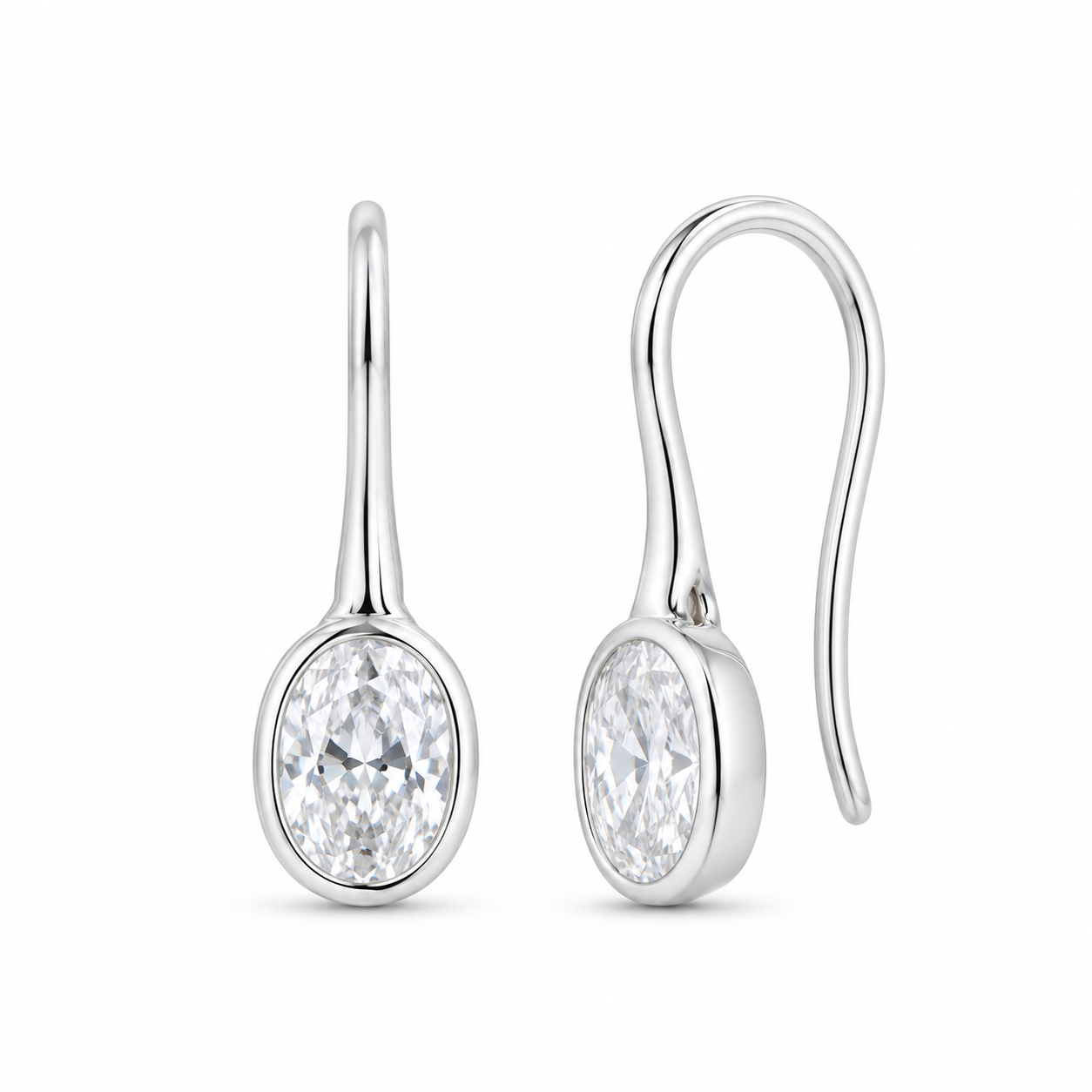 14K White Gold 2 CTW Lab-Grown Diamond Oval Drop Earrings, photo 1