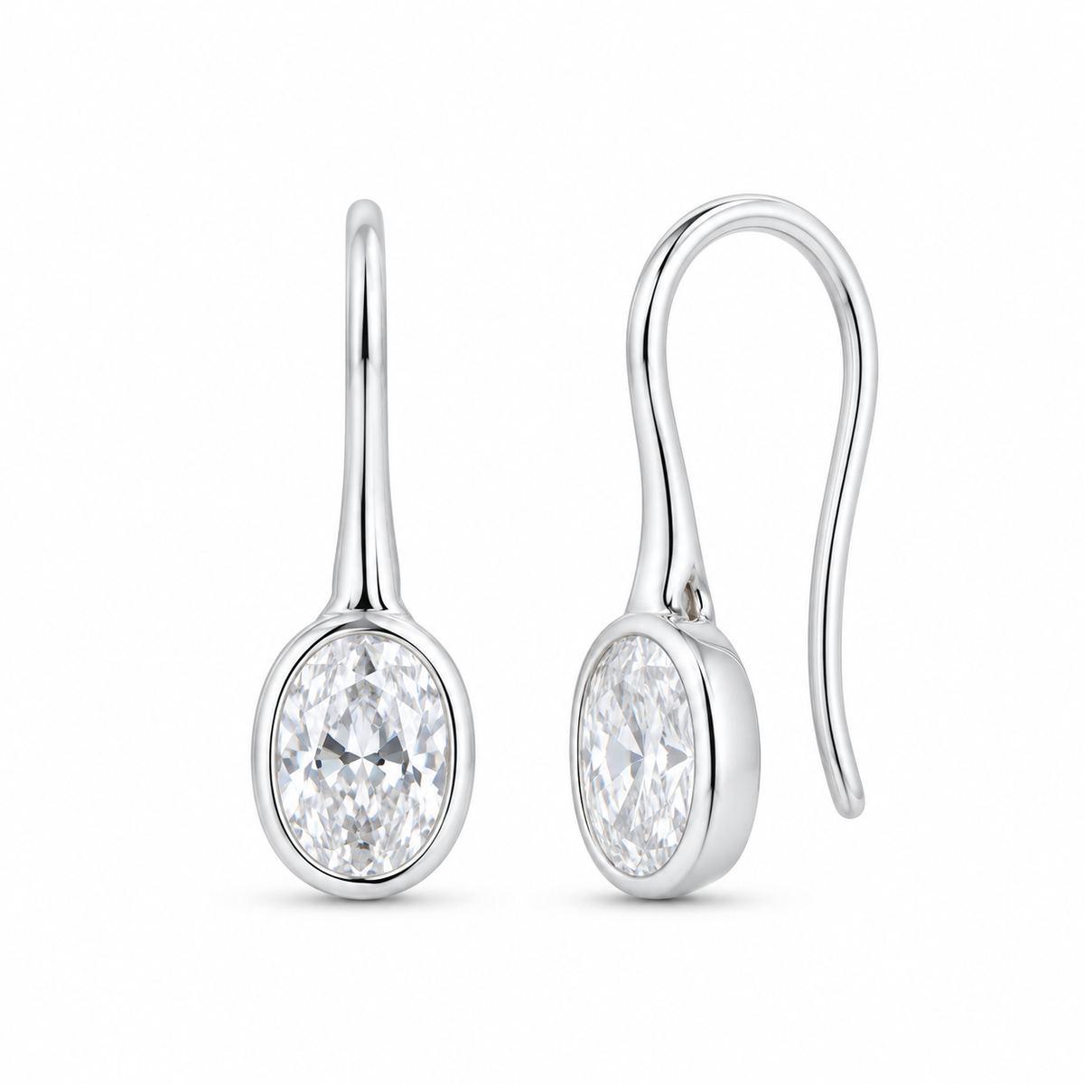 14K White Gold 2 CTW Lab-Grown Diamond Oval Drop Earrings, photo 1