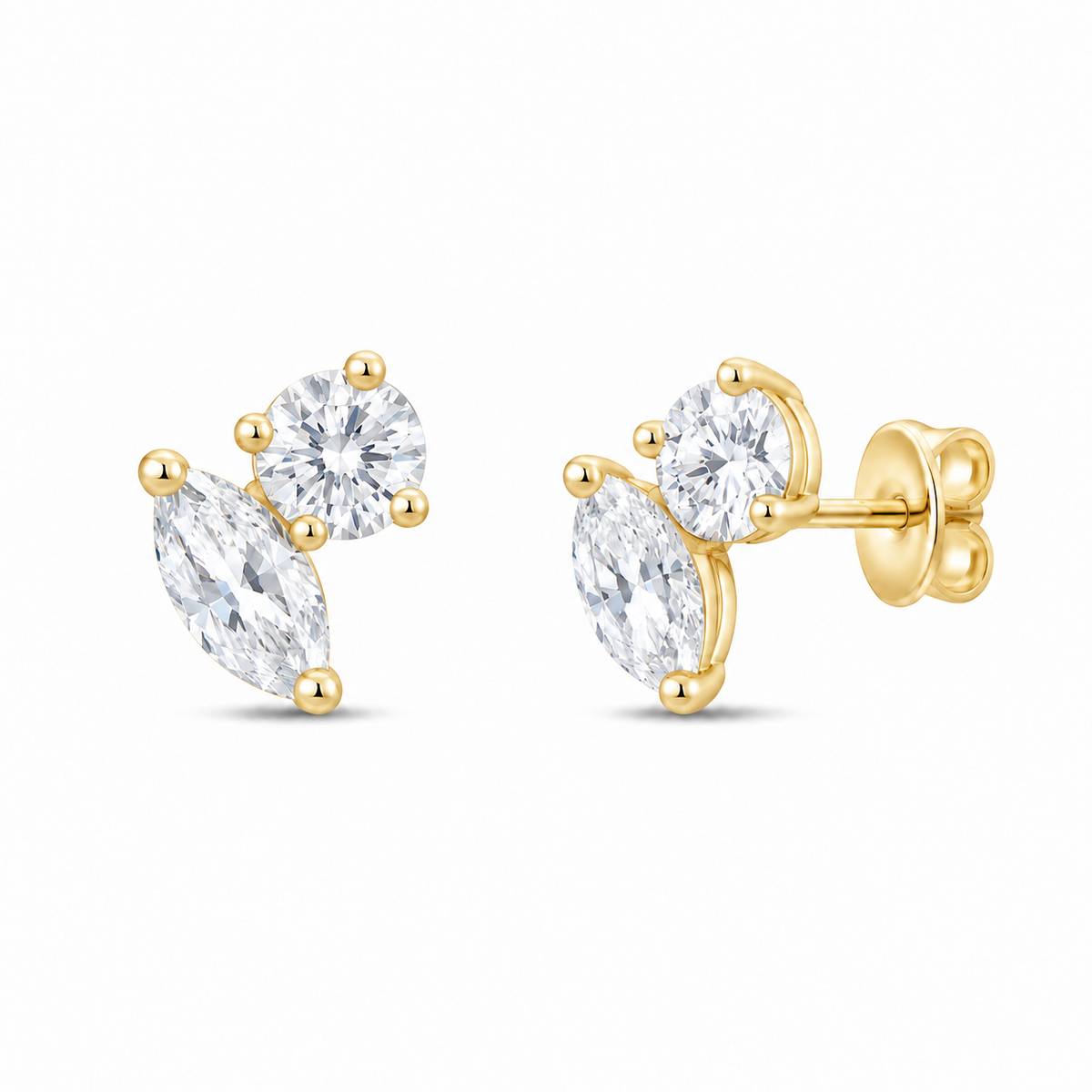 14K Yellow Gold 2 1/2 CTW Lab-Grown Diamond Two-Stone Stud Earrings, photo 1