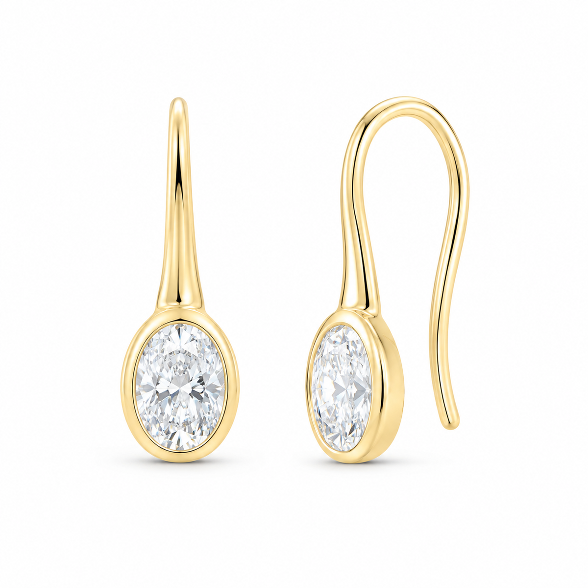 14K Yellow Gold 2 CTW Lab-Grown Diamond Oval Drop Earrings, photo 1