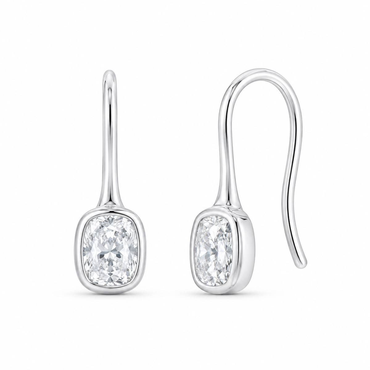 14K White Gold 2 CTW Lab-Grown Diamond Cushion Drop Earrings, photo 1