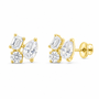 14K Yellow Gold 3 CTW Lab-Grown Diamond Three-Stone Stud Earrings, photo 1