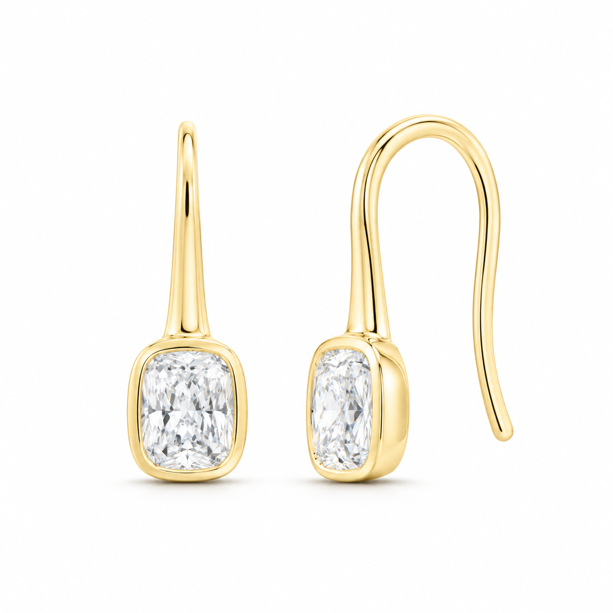 14K Yellow Gold 2 CTW Lab-Grown Diamond Cushion Drop Earrings, photo 1