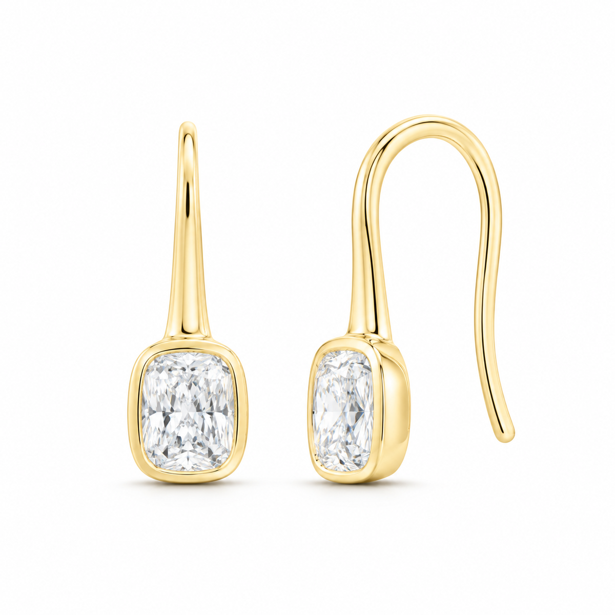 14K Yellow Gold 2 CTW Lab-Grown Diamond Cushion Drop Earrings, photo 1