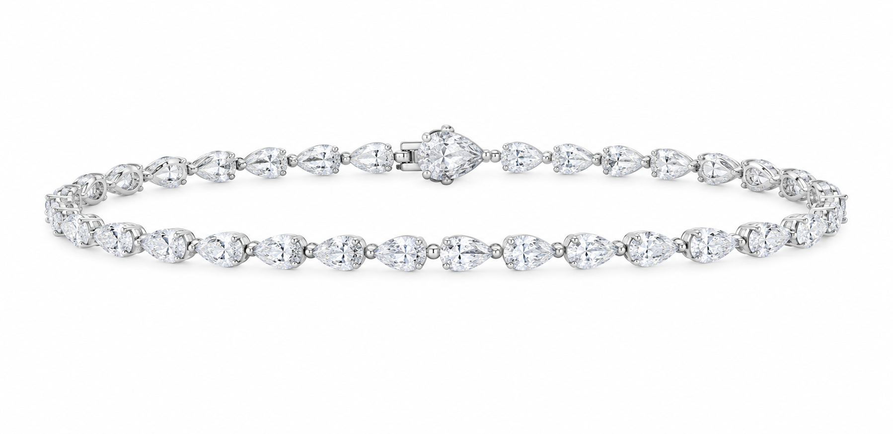 14K White Gold 5 1/5 CTW Lab-Grown Diamond Pear Bracelet, photo 1