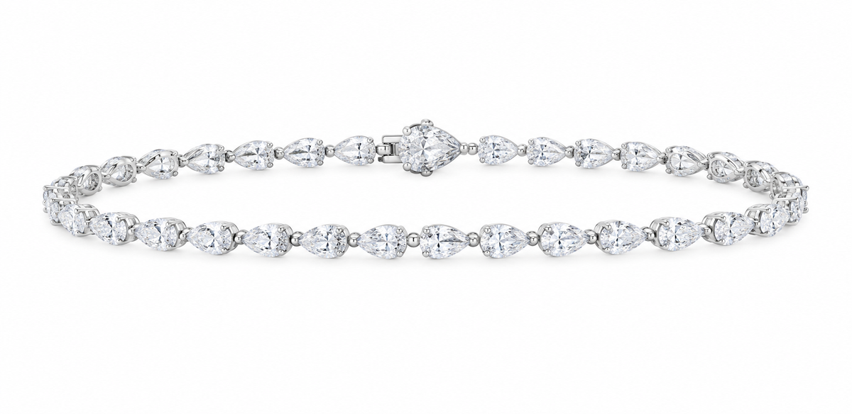14K White Gold 5 1/5 CTW Lab-Grown Diamond Pear Bracelet, photo 1