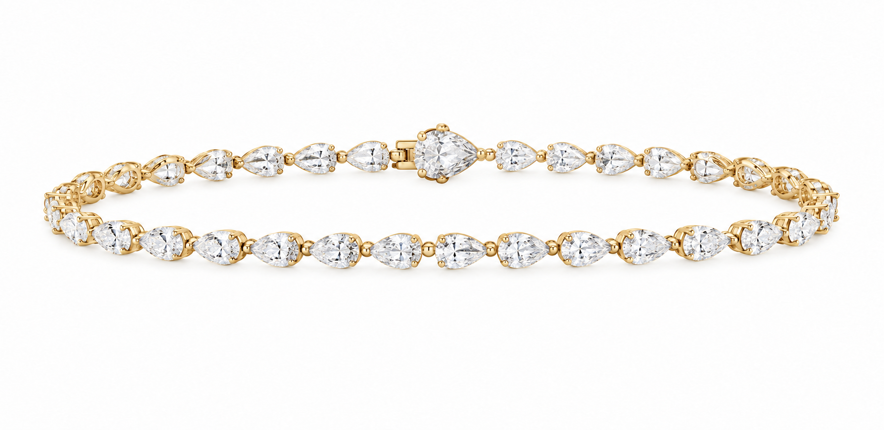 14K Yellow Gold 5 1/5 CTW Lab-Grown Diamond Pear Bracelet, photo 1