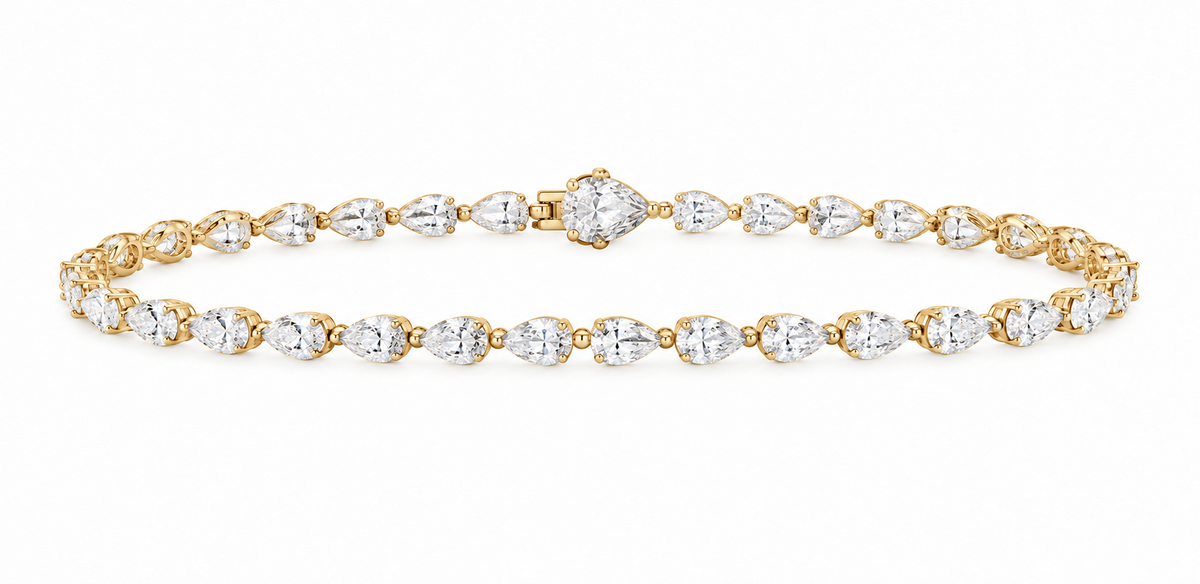 14K Yellow Gold 5 1/5 CTW Lab-Grown Diamond Pear Bracelet, photo 1