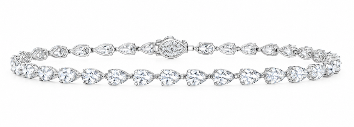 14K White Gold 7 CTW Lab-Grown Diamond Pear Bracelet, photo 1